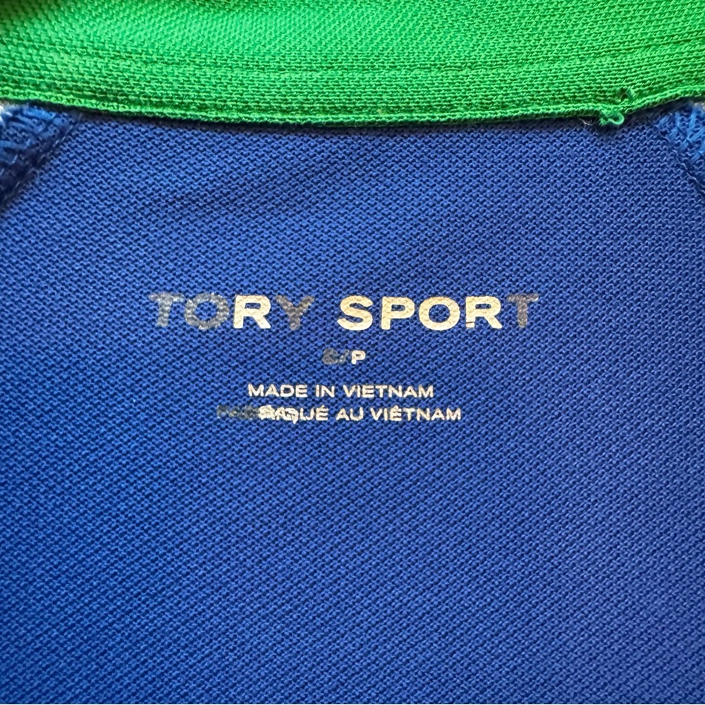 Tory Burch Sport Colorblock Pique Polo Dress Green Blue - Picture 4 of 7